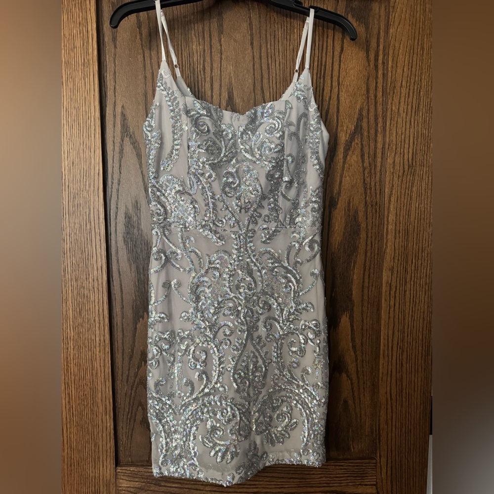 B Darlin Silver Sequin Mini Dress